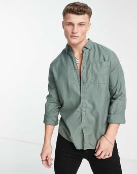 River Island River Island long sleeve crepe shirt in green