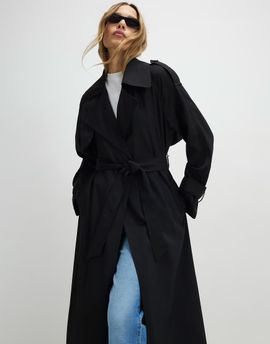 River Island River Island longline trench coat in black