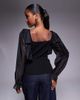 River Island River Island mesh sleeve knit top in black - 2