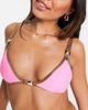 River Island River Island metallic foil trim triangle bikini top in light pink - 2