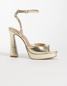 River Island River Island open back heeled sandals in gold
