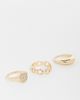 River Island River Island pack of 3 glam and crystal signet rings in gold tone - 1