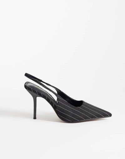 River Island River Island pinstripe slingback heeled pumps in black