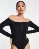 River Island River Island rib bardot bodysuit in black - 2