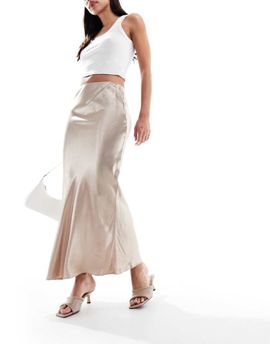 River Island River Island satin bias maxi skirt in gold