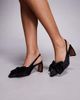 River Island River Island satin embellished bow detailing low heeled pumps in black - 1