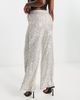 River Island River Island sequin flare pants in champagne-Silver - 2