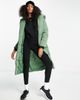River Island River Island shawl collar longline padded coat in sage-Green - 2