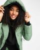 River Island River Island shawl collar longline padded coat in sage-Green - 4