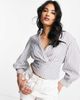 River Island River Island shirred waist tie front shirt in light blue - 1