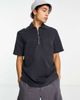 River Island River Island short sleeve zip through shirt in washed black - 1