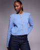River Island River Island shoulder pad detailing knit cardigan in light blue - 1