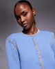 River Island River Island shoulder pad detailing knit cardigan in light blue - 4