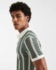 River Island River Island slim crochet open neck polo in green - 4