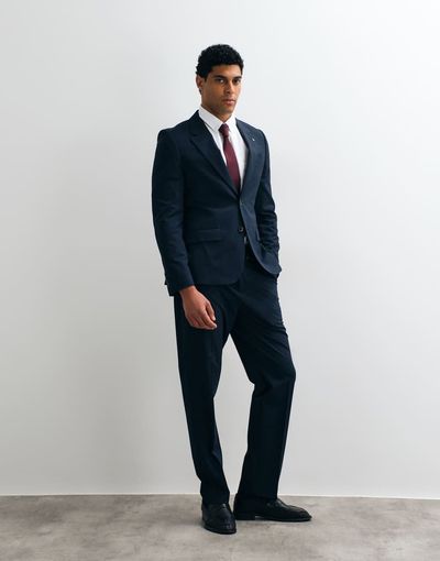 River Island River Island slim fit plaid suit jacket in navy