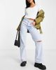 River Island River Island straight cut dad jeans with knee rip in light blue - 1