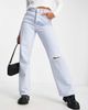 River Island River Island straight cut dad jeans with knee rip in light blue - 4