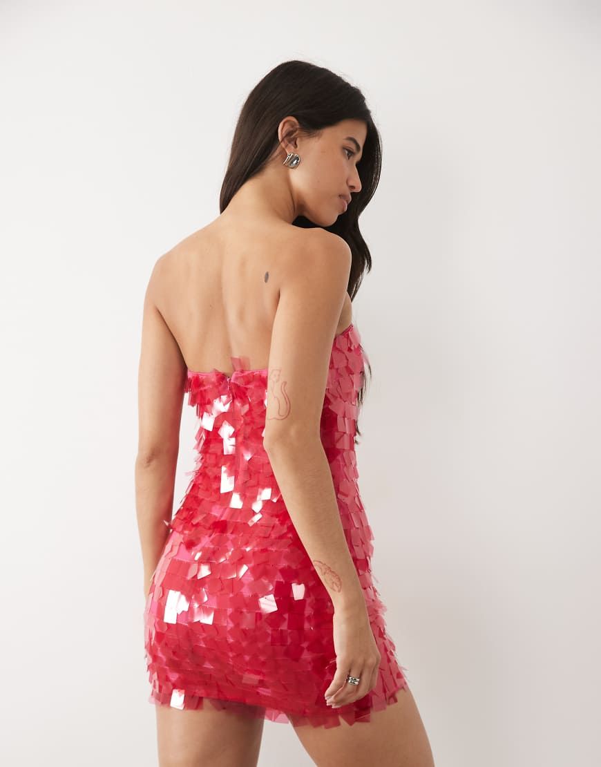 river island hot pink dress size:xxs