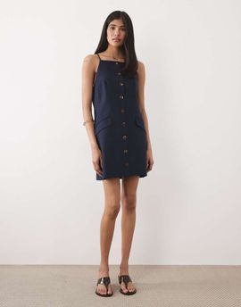 River Island River Island strappy button down mini dress in navy