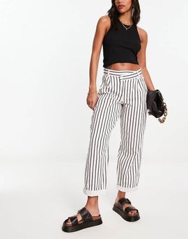 River Island River Island stripe step waist pants in white