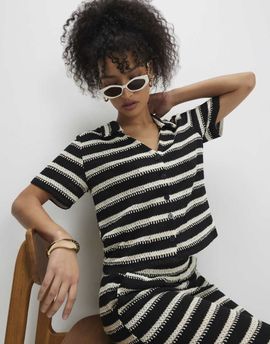 River Island River Island striped textured knit shirt in black - part of a set
