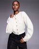 River Island River Island structured sleeve cardigan in cream-White - 1