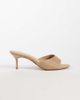 River Island River Island suedette heeled mule sandals in beige-Neutral - 1