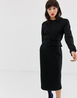 River Island River Island sweat dress with belt in black