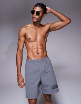 River Island River Island swim shorts with dragon print in gray