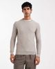 River Island River Island textured muscle fit knit sweater in light gray - 1