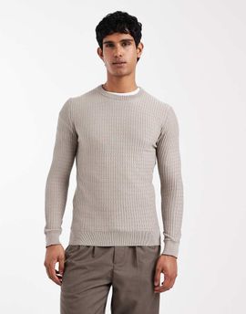 River Island River Island textured muscle fit knit sweater in light gray