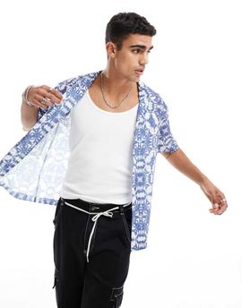 River Island River Island tie dye print shirt in blue