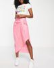 River Island River Island twist front jacquard satin midi skirt in pink - 1