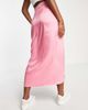 River Island River Island twist front jacquard satin midi skirt in pink - 2