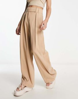 River Island River Island wide leg dad pants in light brown-Neutral