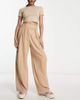 River Island River Island wide leg dad pants in light brown-Neutral - 4
