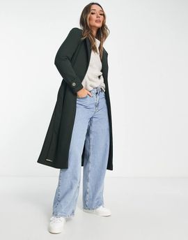 River Island River Island wrap coat in dark khaki-Green