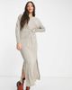 River Island Tall River Island Tall twist front midi dress in oatmeal-Neutral - 1