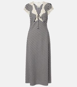Rixo Rixo Amari lace-trimmed checked midi dress
