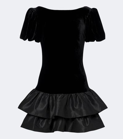 Rixo Rixo Anabella tiered velvet minidress