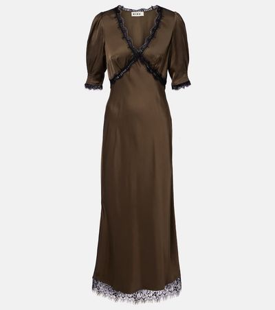 Rixo Rixo Annina lace-trimmed satin midi dress