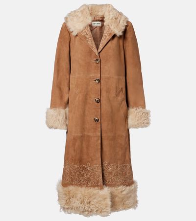 Rixo Rixo Cienna embroidered suede coat