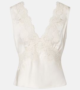 Rixo Rixo Emmie lace-trimmed satin top