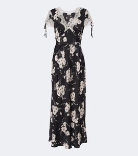 Rixo Rixo Fern floral lace-trimmed satin midi dress