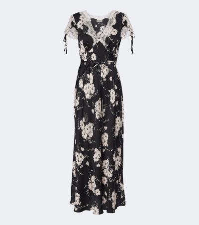 Rixo Rixo Fern floral lace-trimmed satin midi dress
