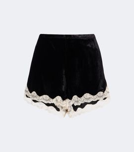 Rixo Rixo Lealia lace-trimmed velvet shorts