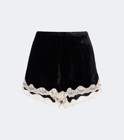 Rixo Rixo Lealia lace-trimmed velvet shorts