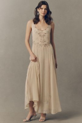 RIXO Silvanna Scoop-Neck Beaded Maxi Dress