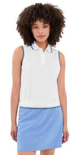 RLX Ralph Lauren RLX Ralph Lauren Tour Pique Polo Top Ceramic White/Blue Mist/Ref Navy