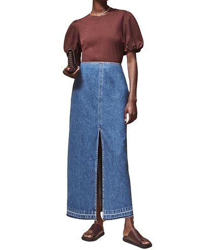 Ro & zo Ro & Zo Denim Split Front Maxi Skirt
